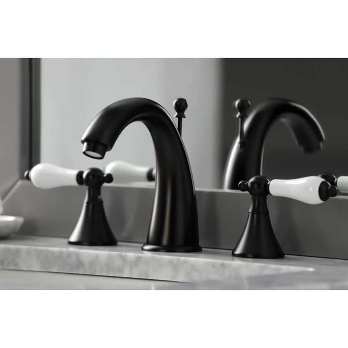 Kingston Tulare KS2975PL - Naples Two-Handle 3-Hole Deck Mount Widespread Bathroom Faucet with Brass Pop-Up, Oil Rubbed Bronze