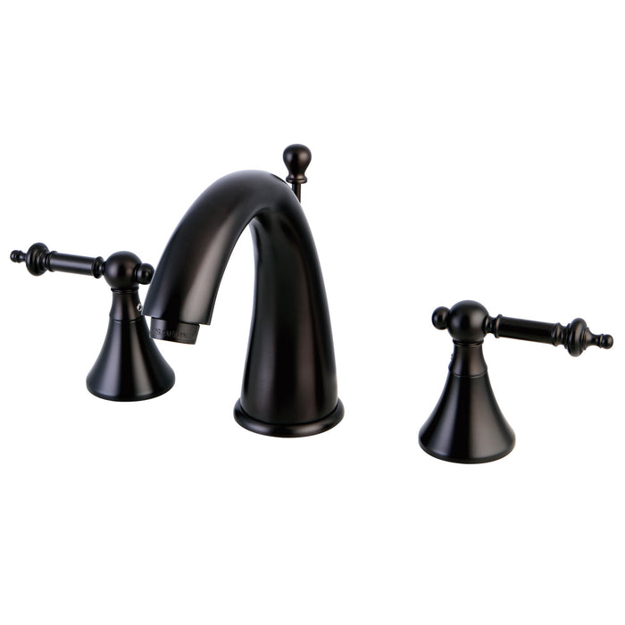 Kingston Tulare KS2975TL - Templeton Two-Handle 3-Hole Deck Mount Widespread Bathroom Faucet with Brass Pop-Up, Oil Rubbed Bronze