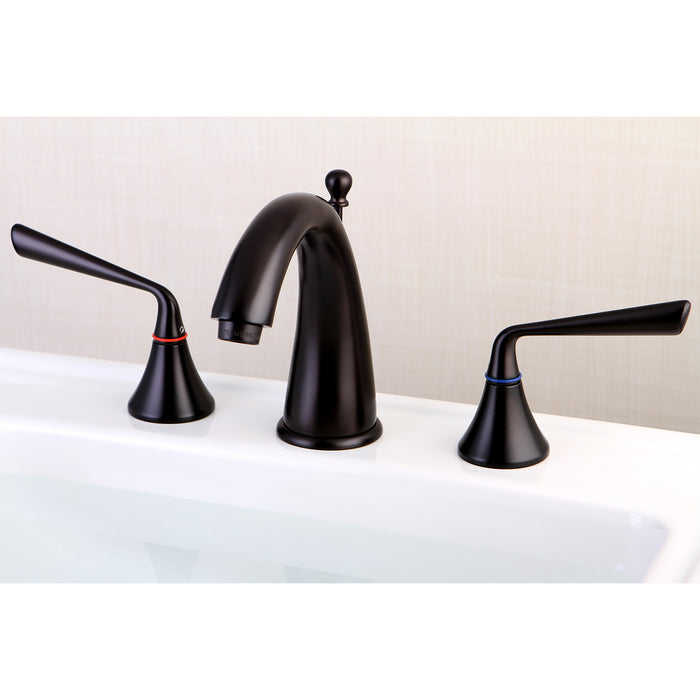 Kingston Tulare KS2975ZL - Silver Sage Two-Handle 3-Hole Deck Mount Widespread Bathroom Faucet with Brass Pop-Up, Oil Rubbed Bronze