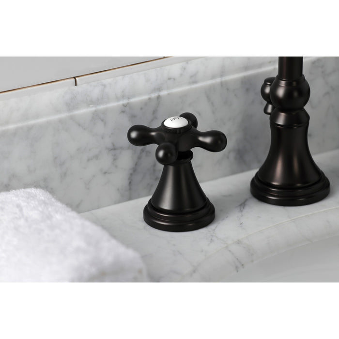 Kingston Tulare KS2985AX - Governor Two-Handle 3-Hole Deck Mount Widespread Bathroom Faucet with Brass Pop-Up, Oil Rubbed Bronze