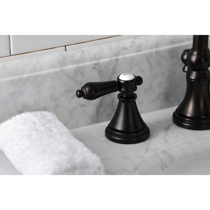 Kingston Tulare KS2985BAL - Heirloom Two-Handle 3-Hole Deck Mount Widespread Bathroom Faucet with Brass Pop-Up, Oil Rubbed Bronze