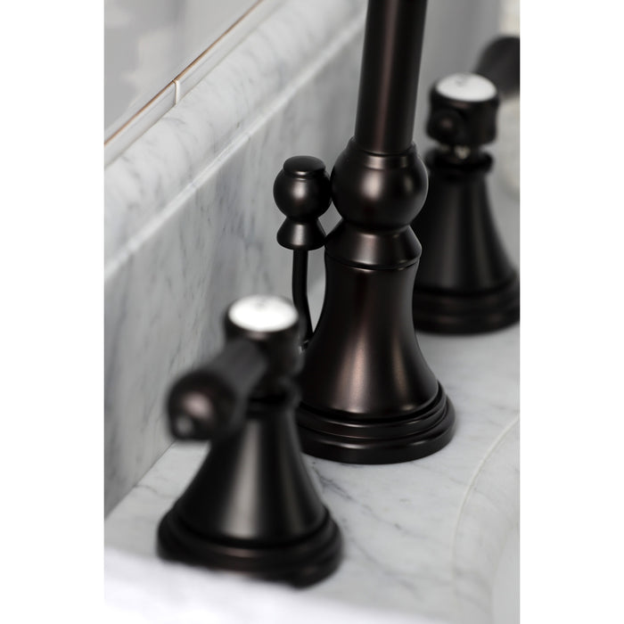 Kingston Tulare KS2985BAL - Heirloom Two-Handle 3-Hole Deck Mount Widespread Bathroom Faucet with Brass Pop-Up, Oil Rubbed Bronze