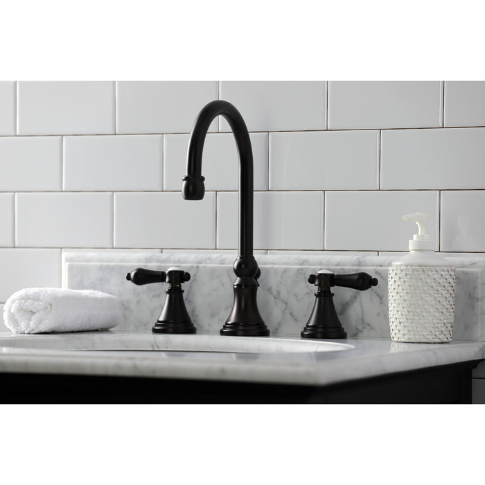 Kingston Tulare KS2985BAL - Heirloom Two-Handle 3-Hole Deck Mount Widespread Bathroom Faucet with Brass Pop-Up, Oil Rubbed Bronze