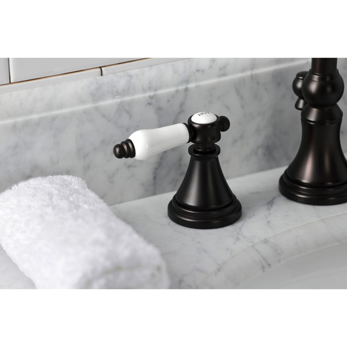 Kingston Tulare KS2985BPL - Bel-Air Two-Handle 3-Hole Deck Mount Widespread Bathroom Faucet with Brass Pop-Up, Oil Rubbed Bronze