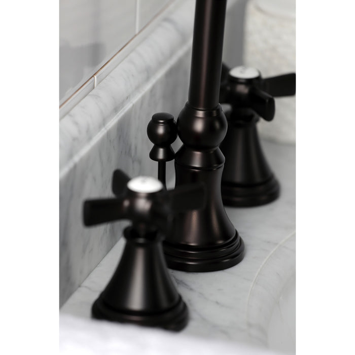 Kingston Tulare KS2985ZX - Millennium Two-Handle 3-Hole Deck Mount Widespread Bathroom Faucet with Brass Pop-Up, Oil Rubbed Bronze