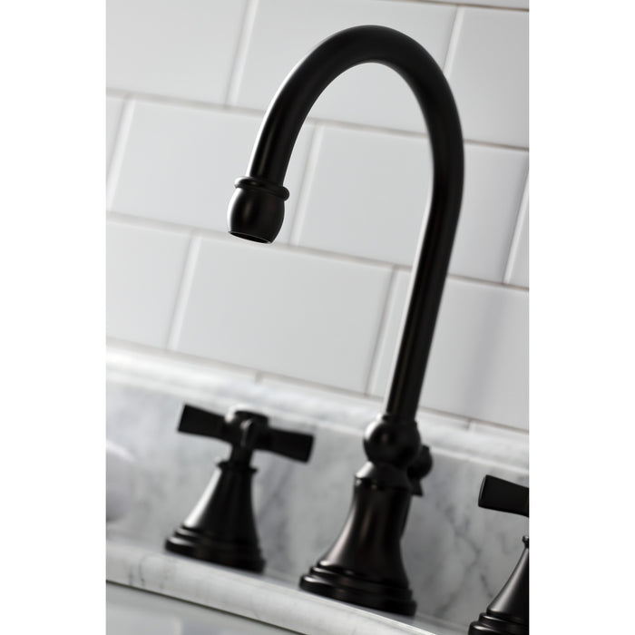 Kingston Tulare KS2985ZX - Millennium Two-Handle 3-Hole Deck Mount Widespread Bathroom Faucet with Brass Pop-Up, Oil Rubbed Bronze
