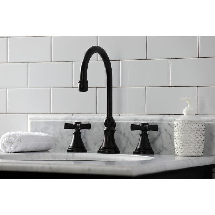 Kingston Tulare KS2985ZX - Millennium Two-Handle 3-Hole Deck Mount Widespread Bathroom Faucet with Brass Pop-Up, Oil Rubbed Bronze