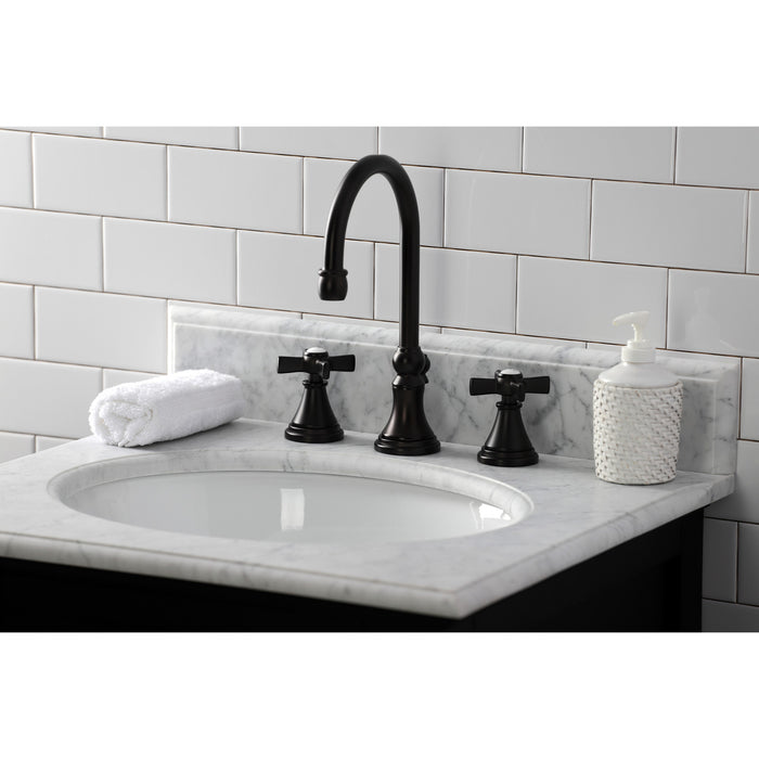 Kingston Tulare KS2985ZX - Millennium Two-Handle 3-Hole Deck Mount Widespread Bathroom Faucet with Brass Pop-Up, Oil Rubbed Bronze