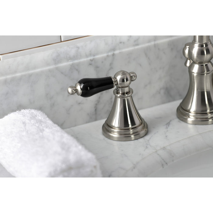 Kingston Tulare KS2988PKL - Duchess Two-Handle 3-Hole Deck Mount Widespread Bathroom Faucet with Brass Pop-Up, Brushed Nickel