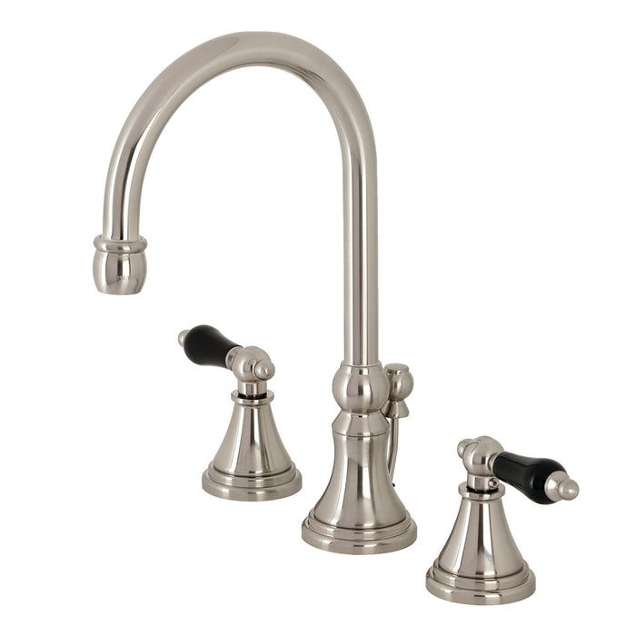 Kingston Tulare KS2988PKL - Duchess Two-Handle 3-Hole Deck Mount Widespread Bathroom Faucet with Brass Pop-Up, Brushed Nickel