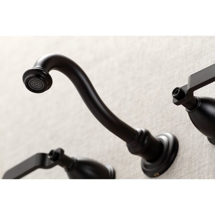 Kingston Tulare KS3020KL - Whitaker Two-Handle 3-Hole Wall Mount Tub Faucet, Matte Black
