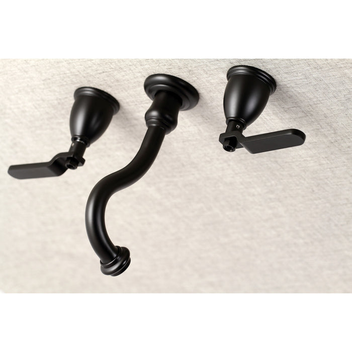 Kingston Tulare KS3020KL - Whitaker Two-Handle 3-Hole Wall Mount Tub Faucet, Matte Black