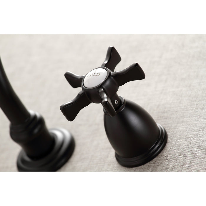Kingston Heirloom KS3020NX - Hamilton Two-Handle 3-Hole Wall Mount Tub Faucet, Matte Black