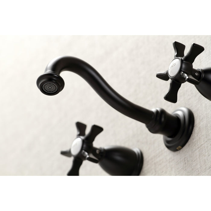 Kingston Heirloom KS3020NX - Hamilton Two-Handle 3-Hole Wall Mount Tub Faucet, Matte Black