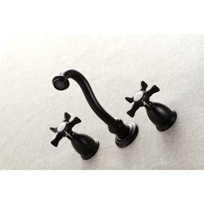 Kingston Heirloom KS3020NX - Hamilton Two-Handle 3-Hole Wall Mount Tub Faucet, Matte Black