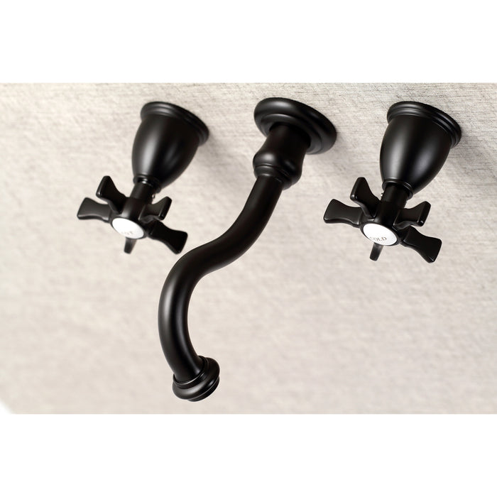 Kingston Heirloom KS3020NX - Hamilton Two-Handle 3-Hole Wall Mount Tub Faucet, Matte Black