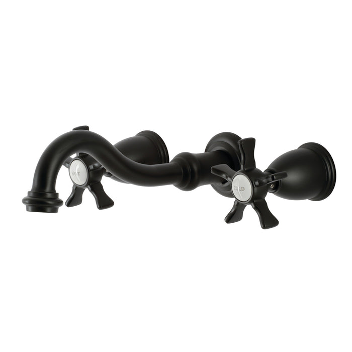 Kingston Heirloom KS3020NX - Hamilton Two-Handle 3-Hole Wall Mount Tub Faucet, Matte Black