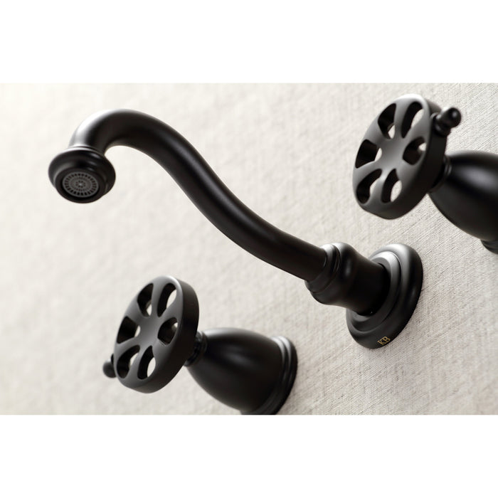 Kingston Tulare KS3020RX - Belknap Two-Handle 3-Hole Wall Mount Tub Faucet, Matte Black