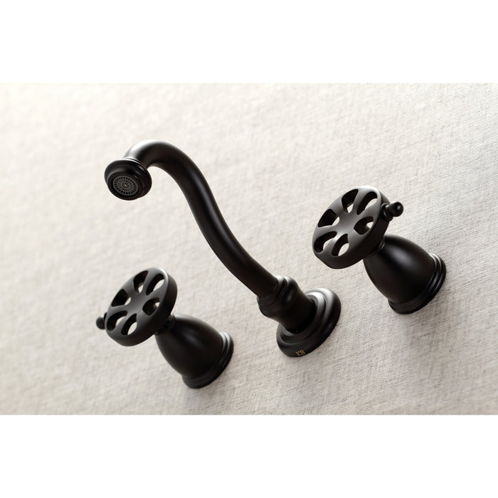 Kingston Tulare KS3020RX - Belknap Two-Handle 3-Hole Wall Mount Tub Faucet, Matte Black