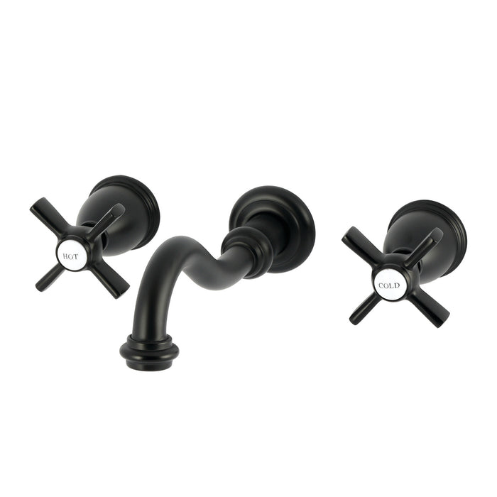 Kingston Tulare KS3020ZX - Millennium Two-Handle 3-Hole Wall Mount Roman Tub Faucet, Matte Black