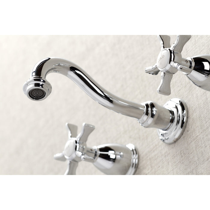 Kingston Heirloom KS3021NX - Hamilton Two-Handle 3-Hole Wall Mount Tub Faucet, Polished Chrome