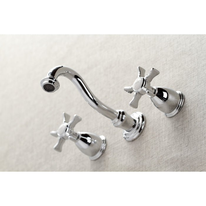 Kingston Heirloom KS3021NX - Hamilton Two-Handle 3-Hole Wall Mount Tub Faucet, Polished Chrome