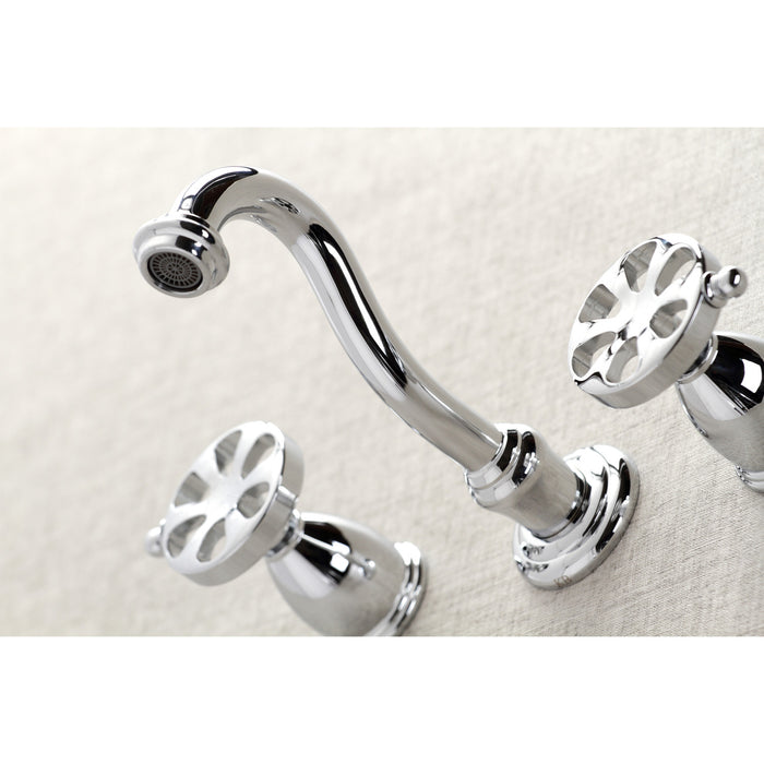 Kingston Tulare KS3021RX - Belknap Two-Handle 3-Hole Wall Mount Tub Faucet, Polished Chrome