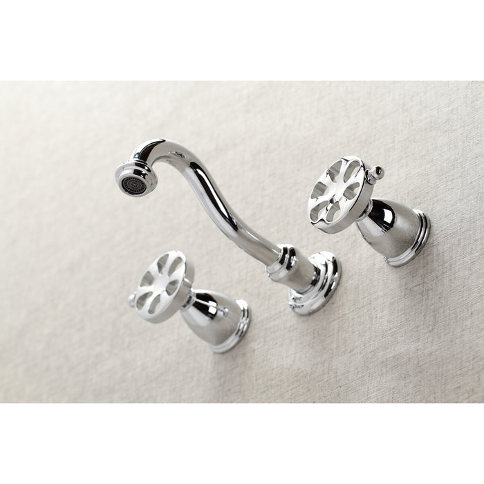 Kingston Tulare KS3021RX - Belknap Two-Handle 3-Hole Wall Mount Tub Faucet, Polished Chrome