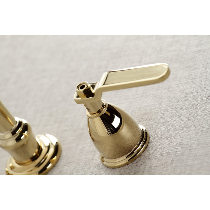Kingston Tulare KS3022KL - Whitaker Two-Handle 3-Hole Wall Mount Tub Faucet, Polished Brass
