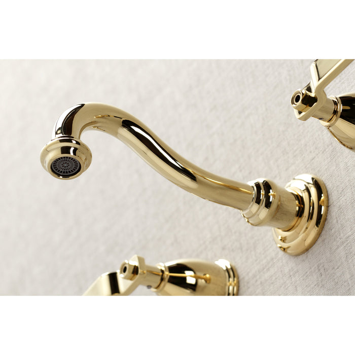Kingston Tulare KS3022KL - Whitaker Two-Handle 3-Hole Wall Mount Tub Faucet, Polished Brass
