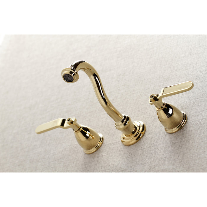 Kingston Tulare KS3022KL - Whitaker Two-Handle 3-Hole Wall Mount Tub Faucet, Polished Brass