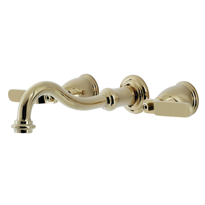 Kingston Tulare KS3022KL - Whitaker Two-Handle 3-Hole Wall Mount Tub Faucet, Polished Brass