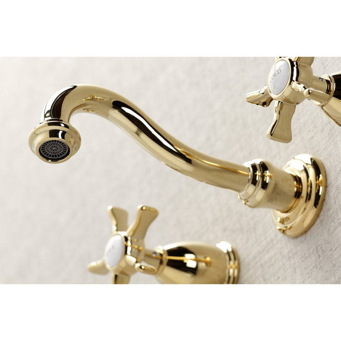 Kingston Heirloom KS3022NX - Hamilton Two-Handle 3-Hole Wall Mount Tub Faucet, Polished Brass