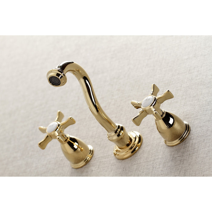 Kingston Heirloom KS3022NX - Hamilton Two-Handle 3-Hole Wall Mount Tub Faucet, Polished Brass