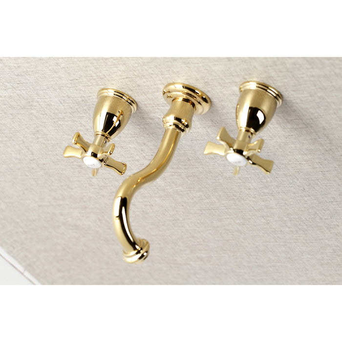 Kingston Heirloom KS3022NX - Hamilton Two-Handle 3-Hole Wall Mount Tub Faucet, Polished Brass