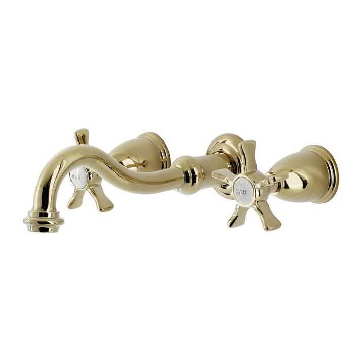 Kingston Heirloom KS3022NX - Hamilton Two-Handle 3-Hole Wall Mount Tub Faucet, Polished Brass