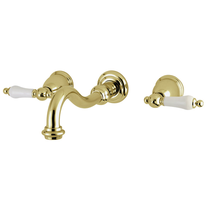 Kingston Heirloom KS3022PL - Restoration Two-Handle 3-Hole Wall Mount Tub Faucet, Polished Brass