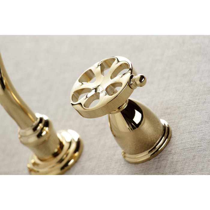 Kingston Tulare KS3022RX - Belknap Two-Handle 3-Hole Wall Mount Tub Faucet, Polished Brass