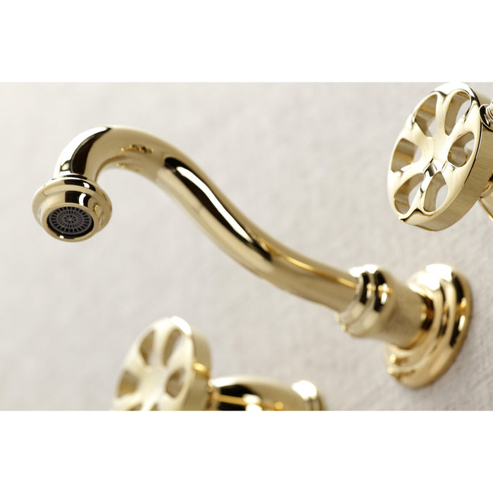 Kingston Tulare KS3022RX - Belknap Two-Handle 3-Hole Wall Mount Tub Faucet, Polished Brass