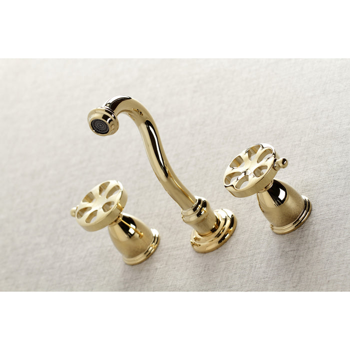 Kingston Tulare KS3022RX - Belknap Two-Handle 3-Hole Wall Mount Tub Faucet, Polished Brass
