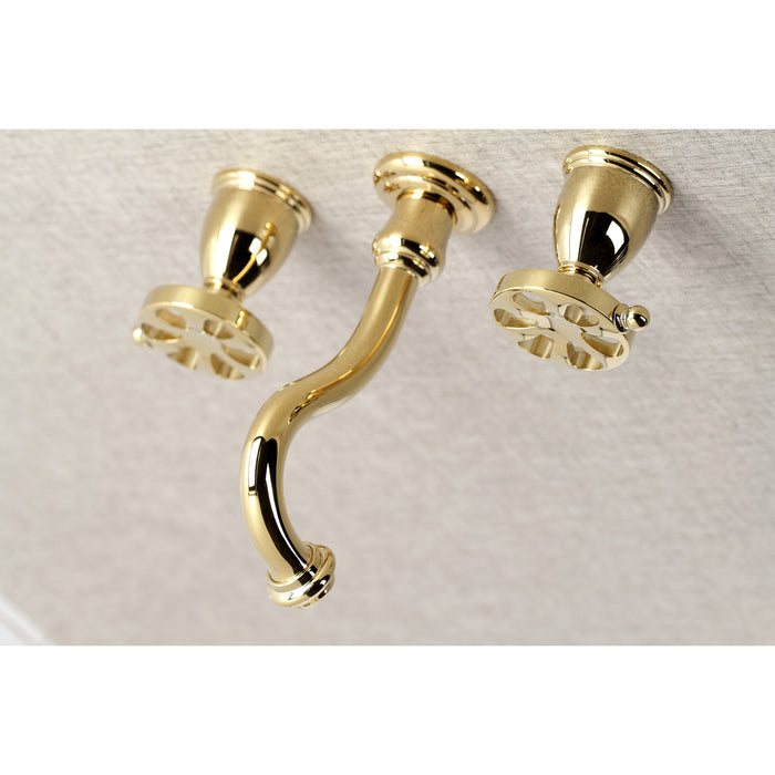 Kingston Tulare KS3022RX - Belknap Two-Handle 3-Hole Wall Mount Tub Faucet, Polished Brass