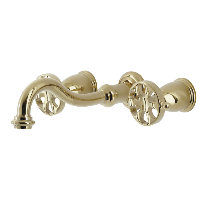 Kingston Tulare KS3022RX - Belknap Two-Handle 3-Hole Wall Mount Tub Faucet, Polished Brass
