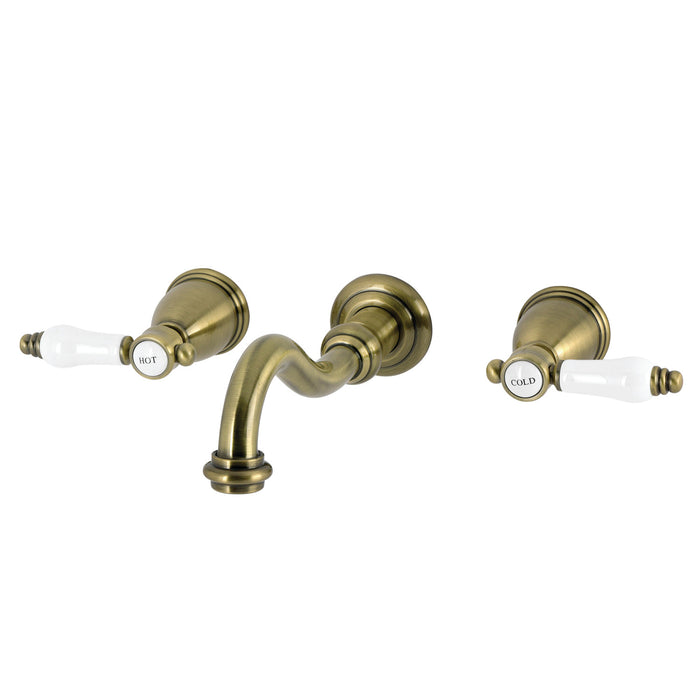 Kingston Heirloom KS3023BPL - Bel-Air Two-Handle 3-Hole Wall Mount Roman Tub Faucet, Antique Brass