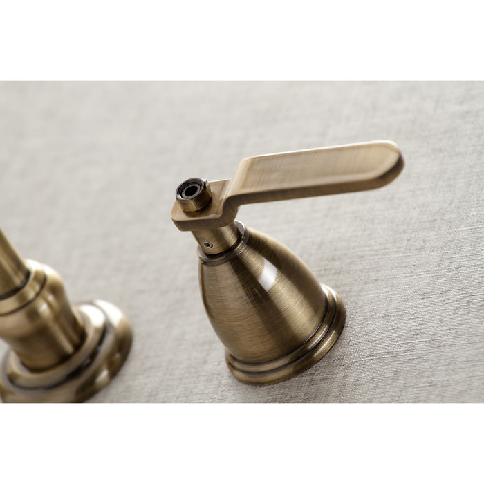 Kingston Tulare KS3023KL - Whitaker Two-Handle 3-Hole Wall Mount Tub Faucet, Antique Brass
