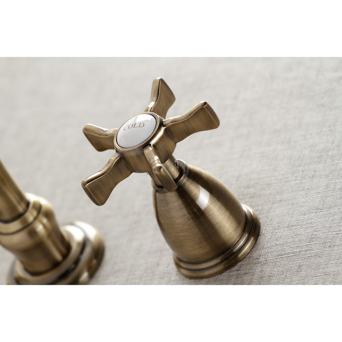 Kingston Heirloom KS3023NX - Hamilton Two-Handle 3-Hole Wall Mount Tub Faucet, Antique Brass