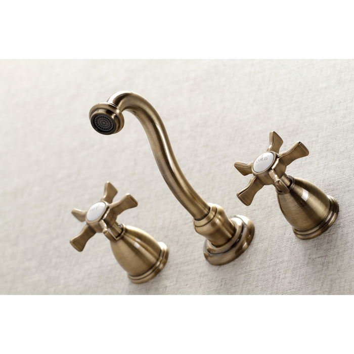 Kingston Heirloom KS3023NX - Hamilton Two-Handle 3-Hole Wall Mount Tub Faucet, Antique Brass