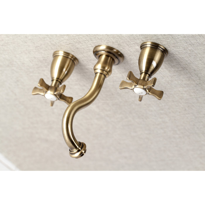 Kingston Heirloom KS3023NX - Hamilton Two-Handle 3-Hole Wall Mount Tub Faucet, Antique Brass