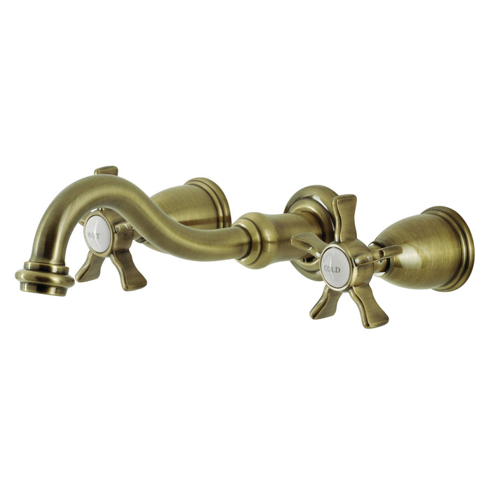 Kingston Heirloom KS3023NX - Hamilton Two-Handle 3-Hole Wall Mount Tub Faucet, Antique Brass