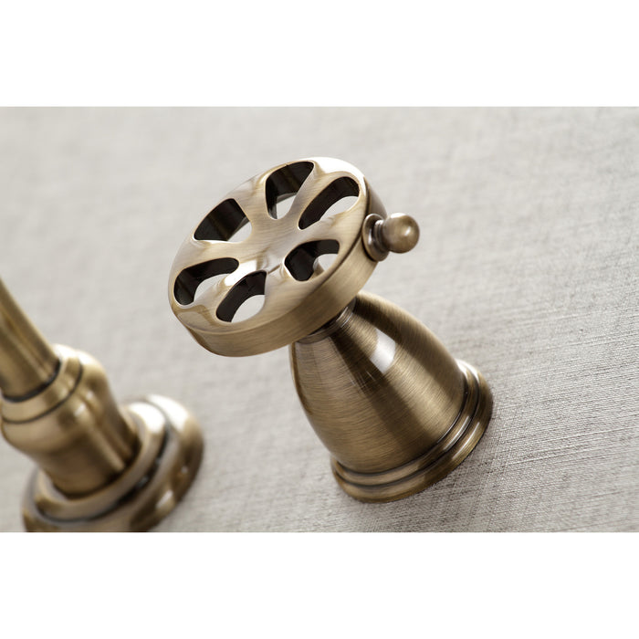 Kingston Tulare KS3023RX - Belknap Two-Handle 3-Hole Wall Mount Tub Faucet, Antique Brass