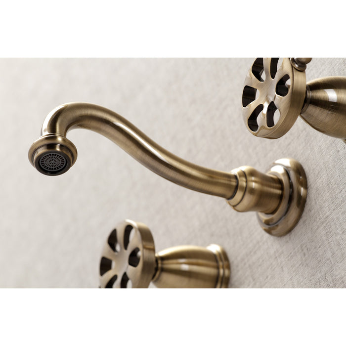 Kingston Tulare KS3023RX - Belknap Two-Handle 3-Hole Wall Mount Tub Faucet, Antique Brass